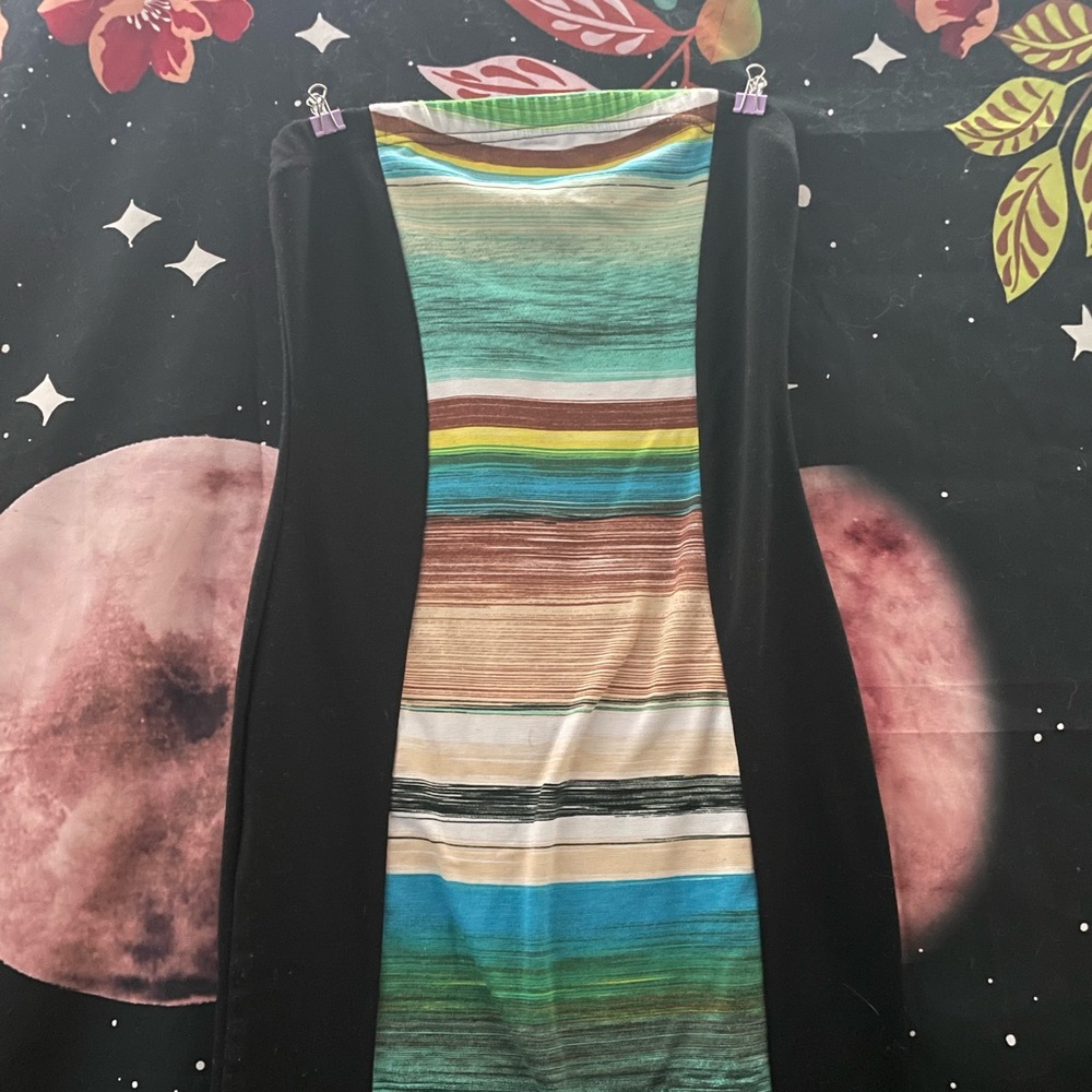 Connection Black Blue and Green Dress,Size M